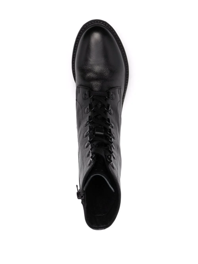 Geox Lace-up Leather Boots In Schwarz