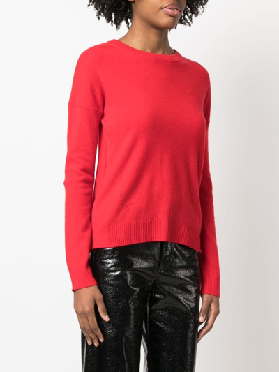 Zadig & Voltaire Cici Heart Patch Merino Wool Sweater In Rot