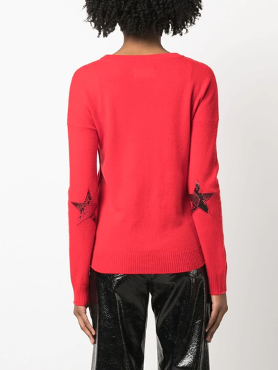 Zadig & Voltaire Cici Heart Patch Merino Wool Sweater In Rot