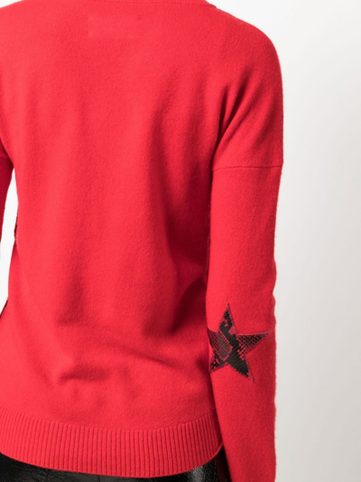 Zadig & Voltaire Cici Heart Patch Merino Wool Sweater In Rot