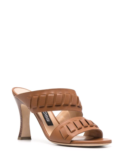 Shop Sergio Rossi Tied-up 90mm Leather Sandals In Braun