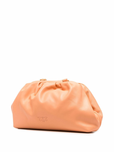 Shop Pinko Love Chain-strap Mini Clutch Bag In Orange
