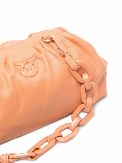 Shop Pinko Love Chain-strap Mini Clutch Bag In Orange
