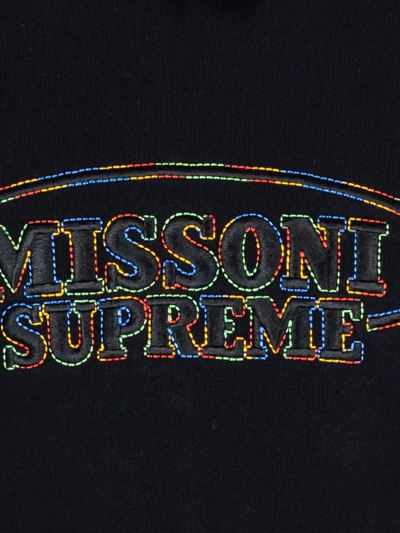 Shop Supreme X Missoni Logo-embroidered Hoodie "fw21" In Schwarz