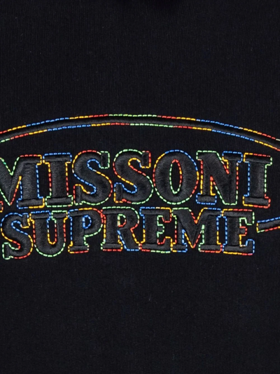 Supreme X Missoni Logo-embroidered Hoodie "fw21" In Schwarz