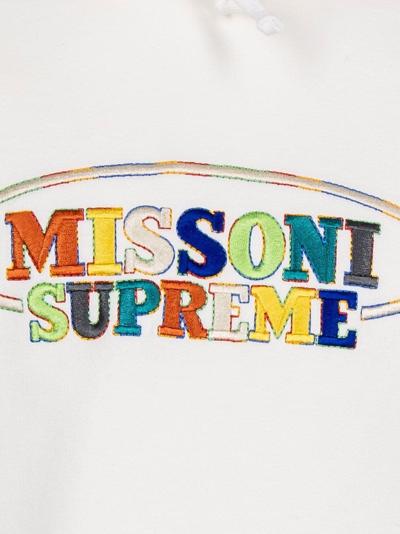 Supreme X Missoni Logo-embroidered Hoodie "fw21" In Weiss