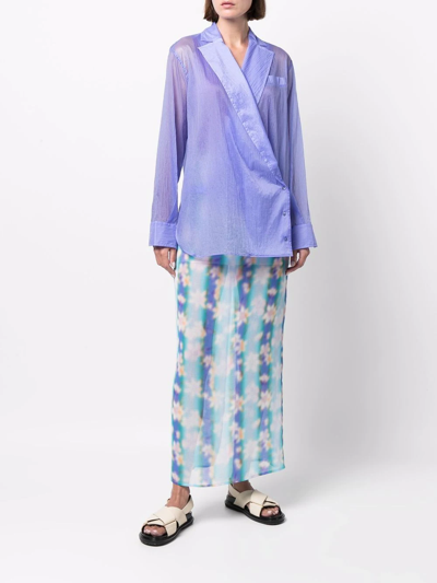 Shop Nina Ricci Floral-print Straight Maxi Skirt In Blau