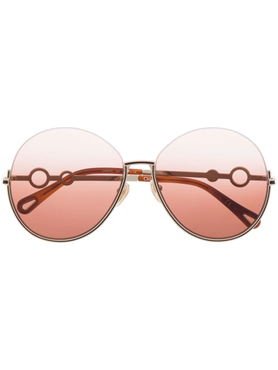 Chloé Sofya Round-frame Sunglasses In Gold