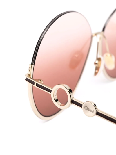 Chloé Sofya Round-frame Sunglasses In Gold