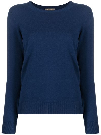 Shop N•peal Fine Knit Organic Cashmere Jumper In Blau