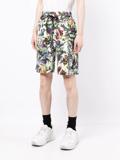 Shop Mauna Kea Floral-print Track Shorts In Weiss