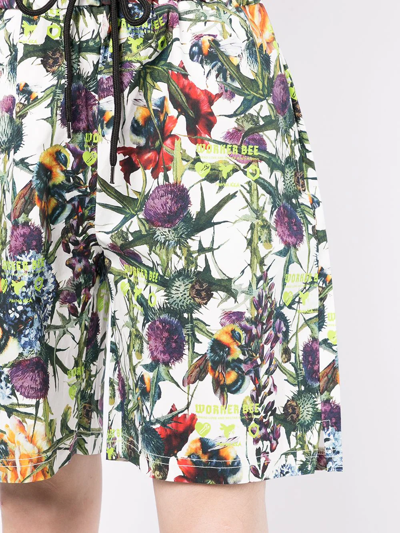 Mauna Kea Floral-print Track Shorts In Weiss