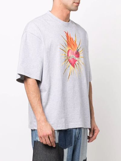 Shop Lanvin Heart Logo-print T-shirt In Grau