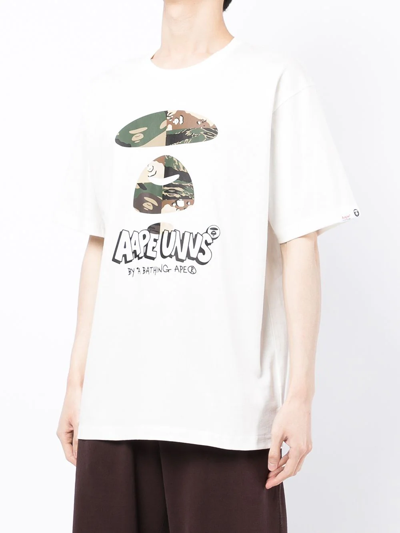 Shop Aape By A Bathing Ape Cotton Aape Unvs T-shirt In Weiss