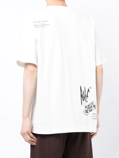 Shop Aape By A Bathing Ape Cotton Aape Unvs T-shirt In Weiss