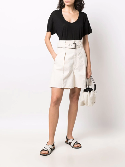Paula U-neck Short-sleeved T-shirt In Schwarz