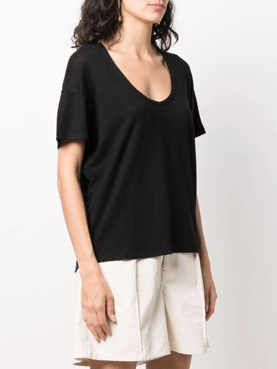 Paula U-neck Short-sleeved T-shirt In Schwarz
