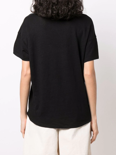 Paula U-neck Short-sleeved T-shirt In Schwarz
