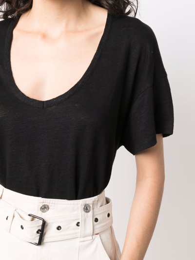 Paula U-neck Short-sleeved T-shirt In Schwarz