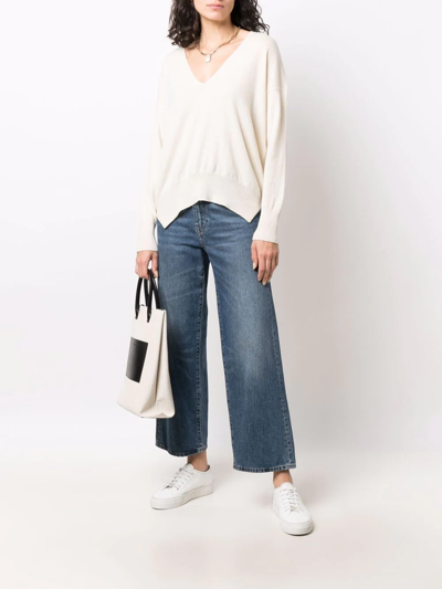 Shop Paula V-neck Cashmere Jumper In Weiss