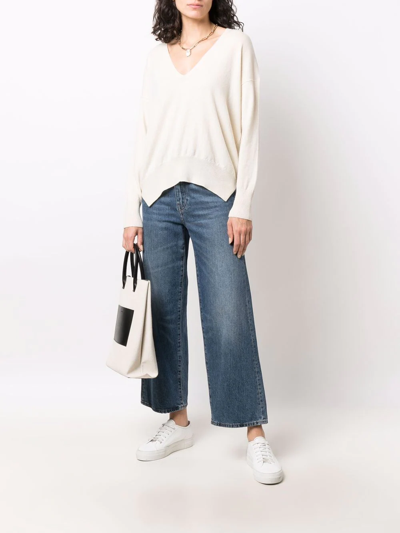 Paula V-neck Cashmere Jumper In Weiss