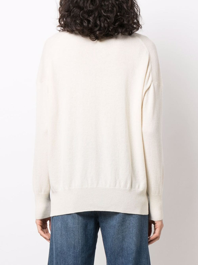 Paula V-neck Cashmere Jumper In Weiss