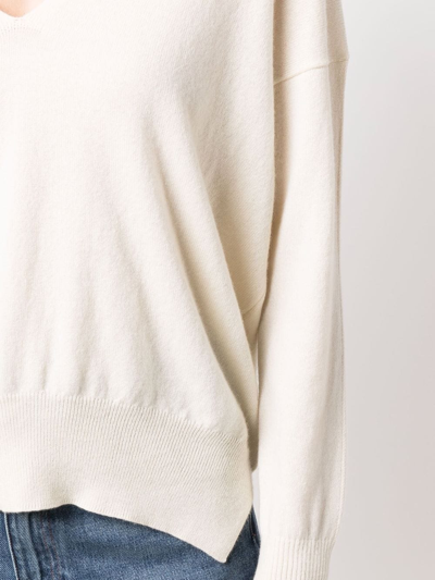 Paula V-neck Cashmere Jumper In Weiss