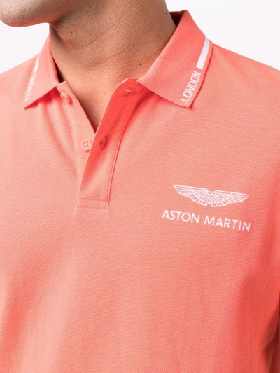 Shop Hackett Aston Martin Racing Tipped Polo Shirt In Rosa