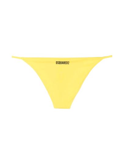 Shop Dsquared2 Logo-print Bikini Bottoms In Gelb