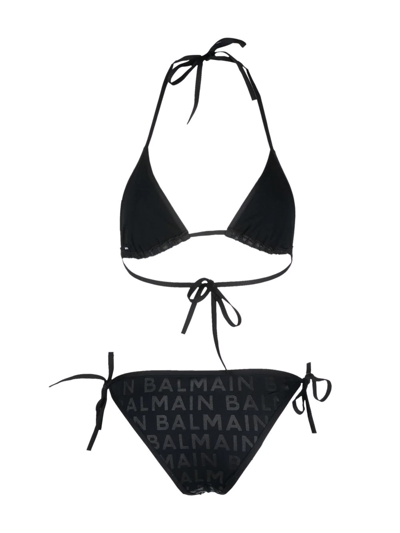 Balmain Logo-print Bikini In Schwarz