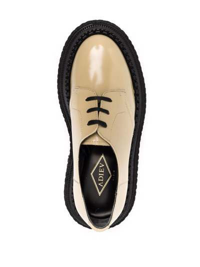 Shop Adieu Chunky Lace-up Leather Oxford Shoes In Gelb