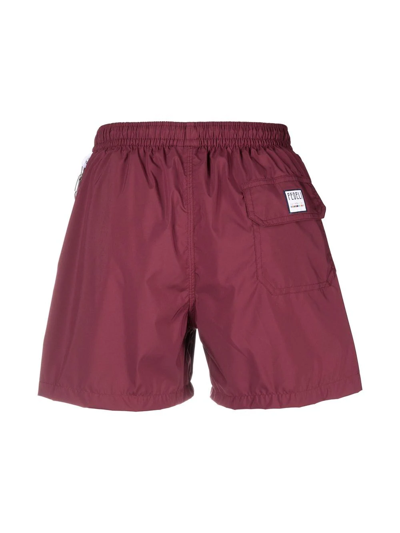 Shop Fedeli Flap-pocket Drawstring-waist Swim Shorts In Rot