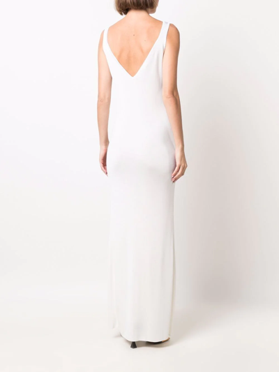 Shop Philosophy Di Lorenzo Serafini Slit-detail Full-length Dress In Weiss