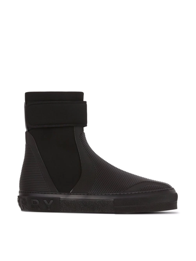 Burberry Stretch Nylon And Rubber Sub High-top Sneakers In Black | ModeSens