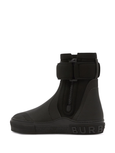 Shop Burberry Panelled Ankle Boots In Schwarz