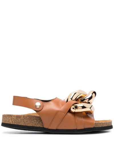 Shop Jw Anderson Chain Flat Sandals In Nude