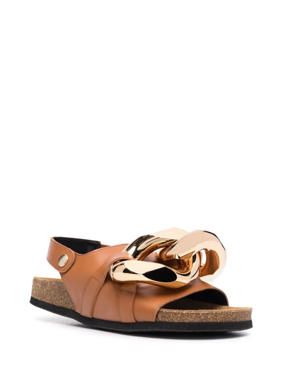 Shop Jw Anderson Chain Flat Sandals In Nude