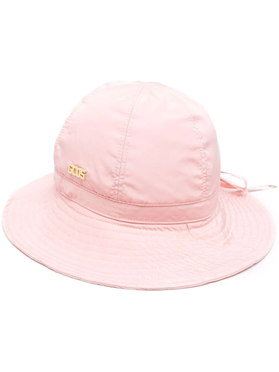 Shop Gcds Tie-fastening Wide-brim Cloche Hat In Rosa
