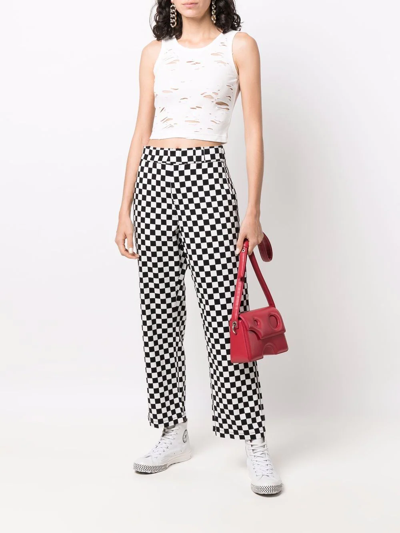 R13 Distressed Knit Cropped Tank Top In Weiss