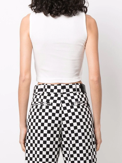 R13 Distressed Knit Cropped Tank Top In Weiss