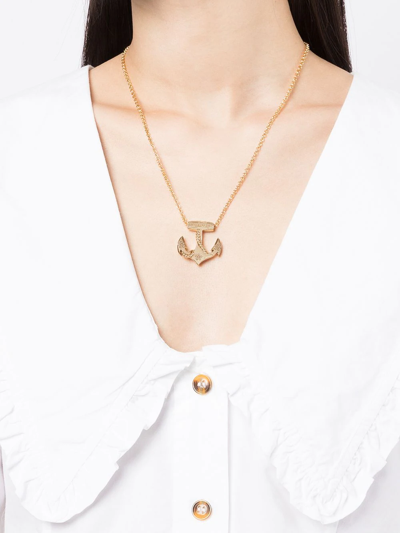Shrimps Anchor Pendant Necklace In Gold