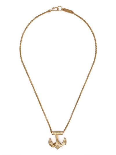 Shrimps Anchor Pendant Necklace In Gold