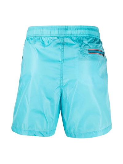 Shop Moncler Logo-patch Detail Swim Shorts In Blau