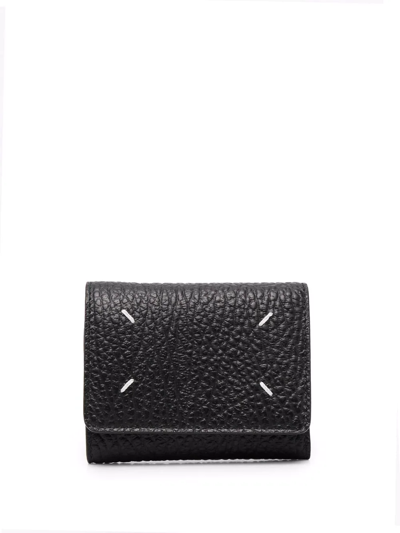 Shop Maison Margiela Four-stitch Leather Wallet In Black