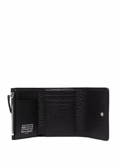 Shop Maison Margiela Four-stitch Leather Wallet In Black