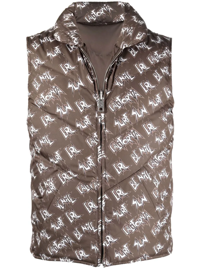 Shop Erl Logo-print Padded Gilet In Grün