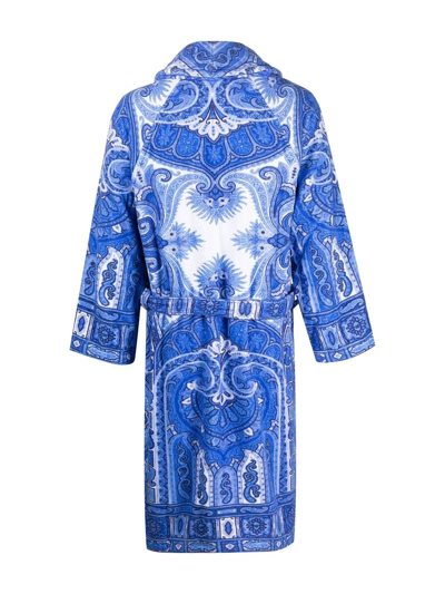 Etro Home Paisley Print Bathrobe In Blue