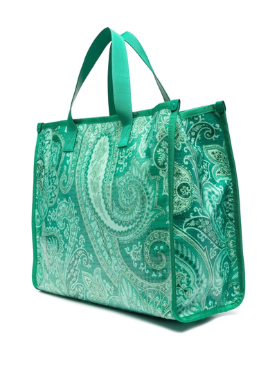 Shop Etro Large Paisley-print Tote Bag In Green