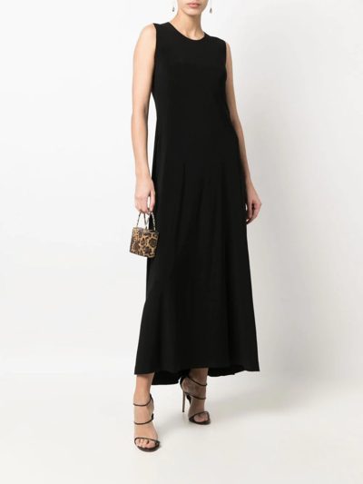 Shop Norma Kamali Sleeveless Velvet Long Dress In Schwarz