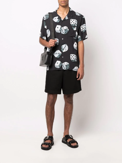 Shop Stussy Dice-print Short-sleeve Shirt In Schwarz